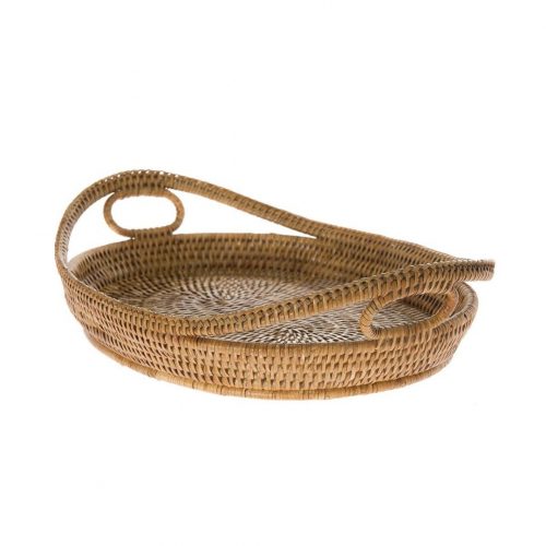 Oval Rattan Tray With Handle UT064