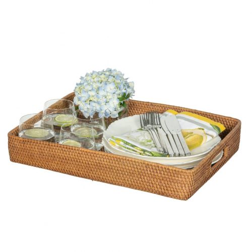 Alternative view of Rattan Serving Tray Rectangular With Handle UT066