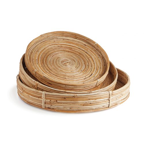 Round Rattan Tray Set of 3