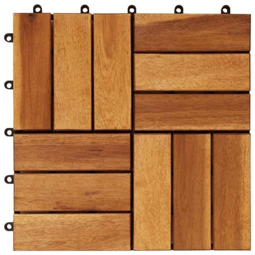 Outdoor Acacia Wood Decking Tiles 12 Slats UT522