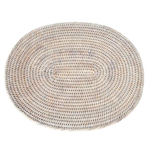 Oval Rattan Placemat - White UT506