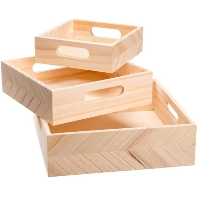 plain wooden trays