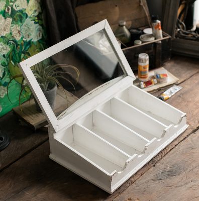 wooden cutlery tray with lid